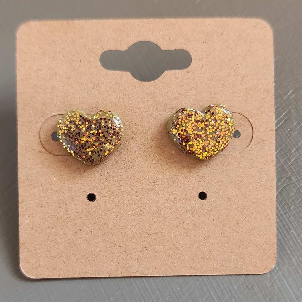 Glitter Heart Stud Earrings